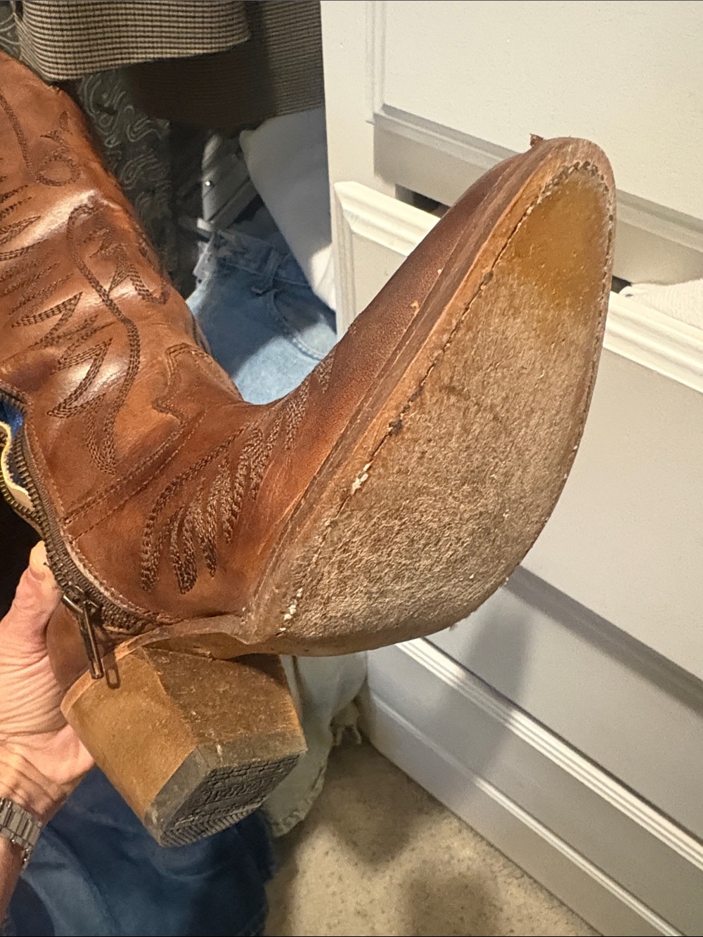 Corral boot Brown Leather Western Heeled Boots Turquoise Lining firm on price - Picture 7 of 14
